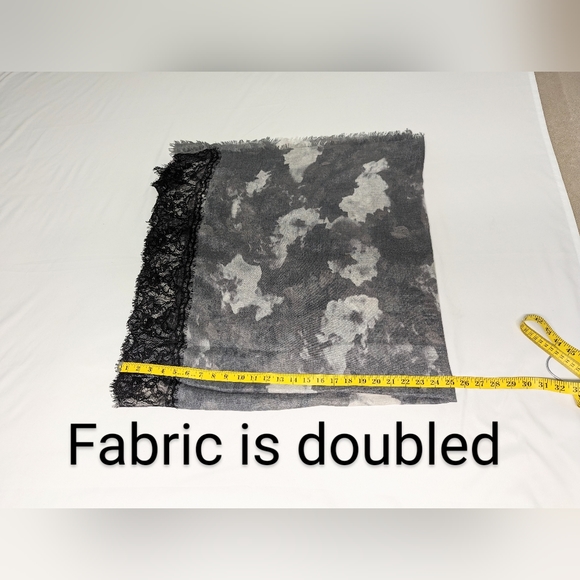 Scarf elegant with lace 49" W x 50" L - Picture 3 of 7